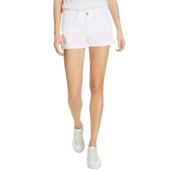 Women's 26 Frame Le Cutoff White Denim Shorts Zipper Fly Gold Hardware Summer - Picture 1 of 7